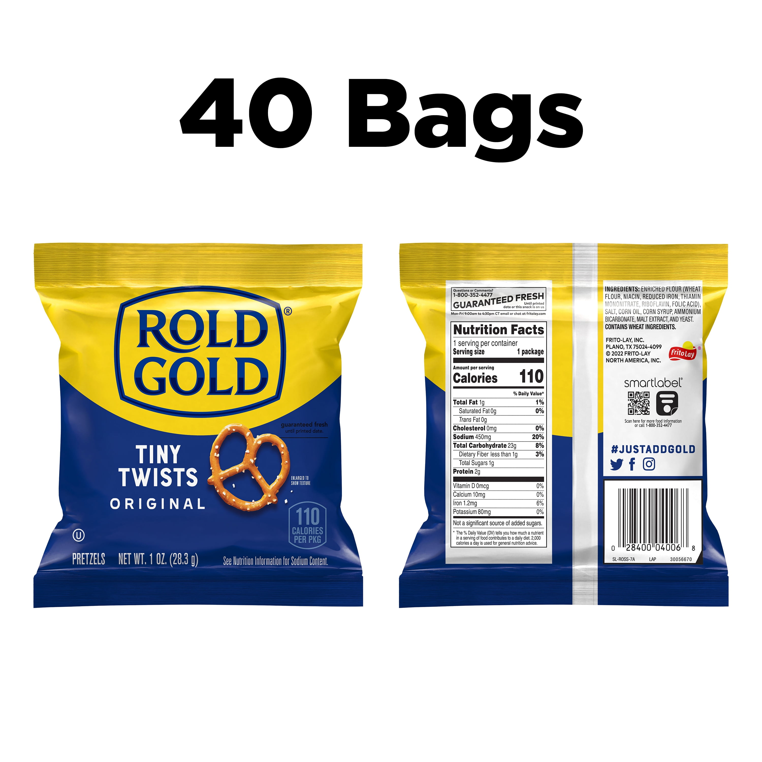 Rold Gold Tiny Twists Pretzel Snacks Multipack, 1 oz Bags, 40 Count