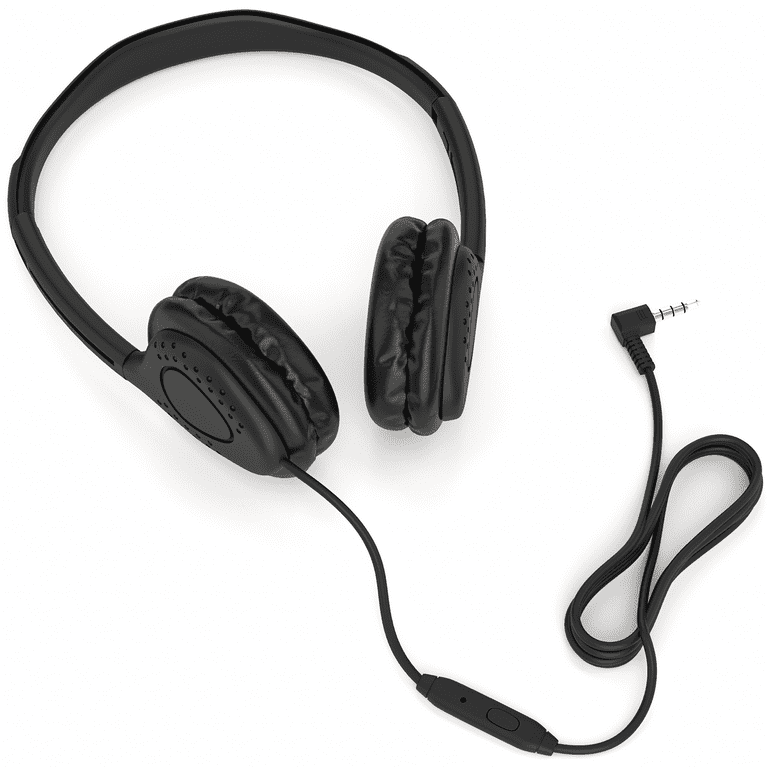 Bulk Classroom Student Headphones with Microphone On Ear Stereo Headphones with Mic Faux Leather Cushions for Kids Online Learning Library School Airplane Travel 3.5mm Plug 10 Pack Walmart