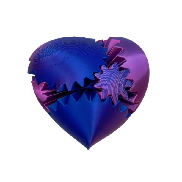 Juguete antiestrés con forma de corazón y engranajes, impreso en 3D