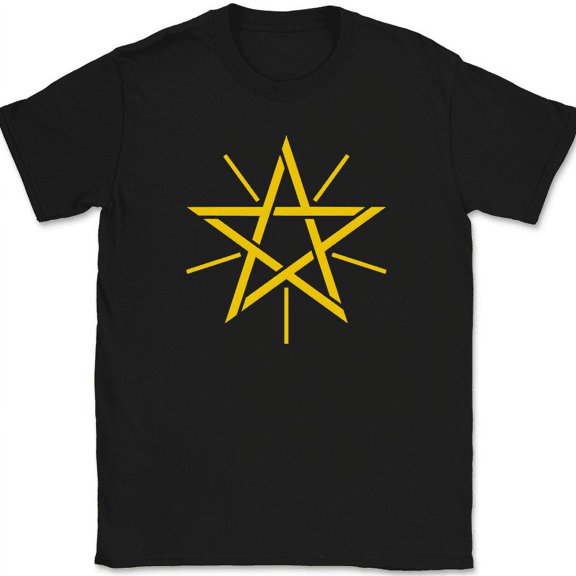 Ethiopian Symbol T-Shirt Symbolism Country Geography Trippy Star Tee - Black, S