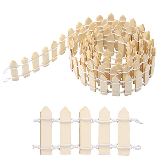 Wooden Mini Fence for Fairy Gardens and Toy Rooms Light Brown 100cm x 3cm