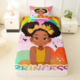 thumbnail image 3 of Castle Fairy Colorful Cartoon Black Princess Twin Sheets 3pcs,Fun Rainbow Music Note Bedding,Pink Rainbow Yellow,1 Fitted Sheet, 1 Flat Sheet and 1 Pillowcase, 3 of 6