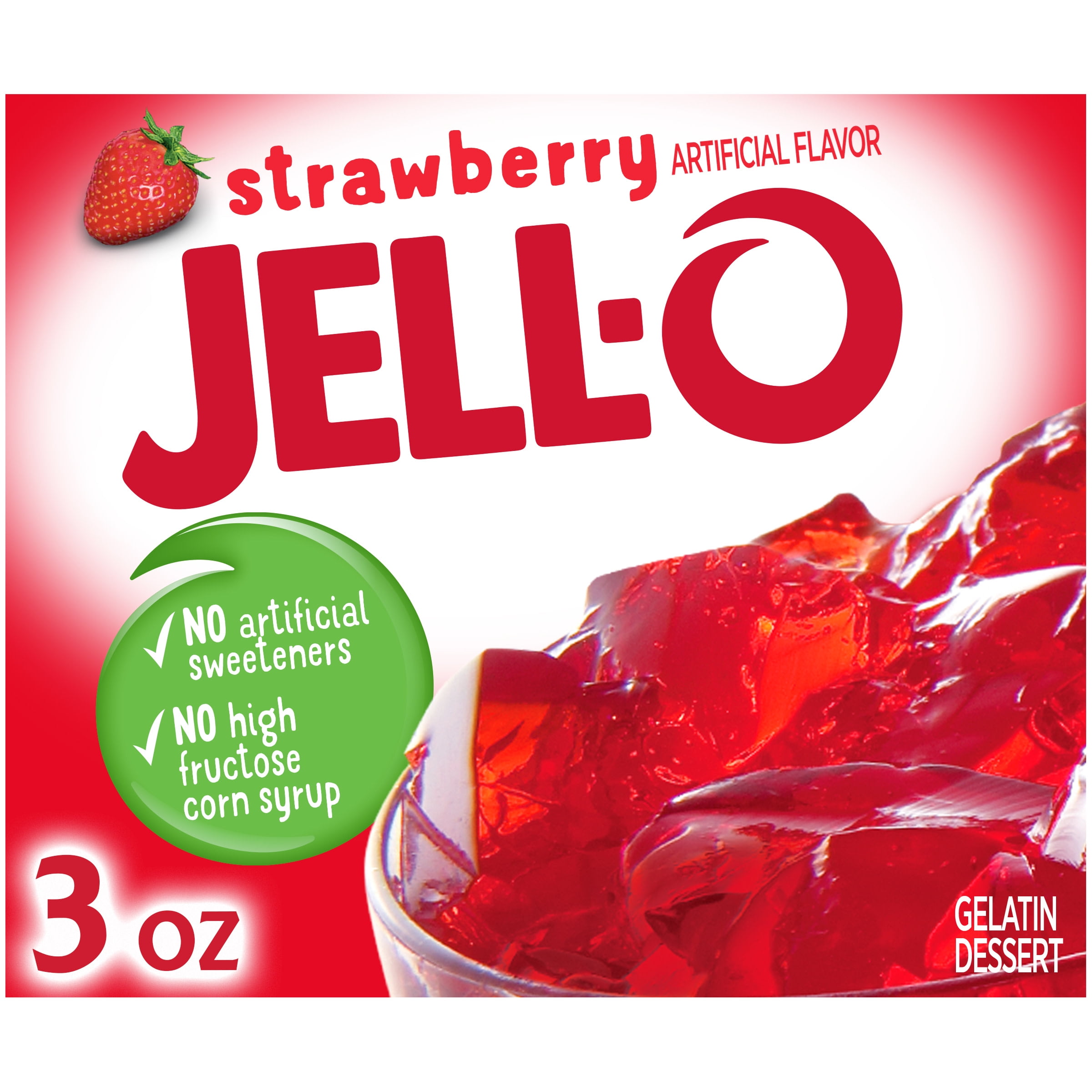 Jell-O Strawberry Gelatin Dessert Mix, 3 oz. Box