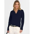 thumbnail image 5 of Women'S V Neck Long Sleeve Sweaters Dressy Casual Business Basic Knit Pullover Top Navy Blue L, 5 of 9