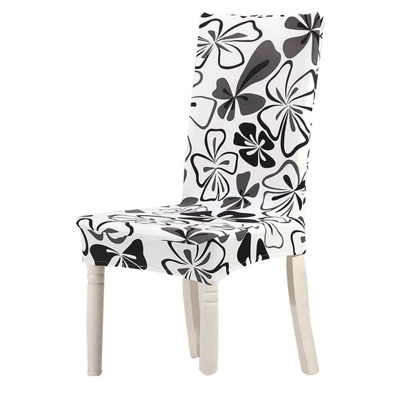 Uadme Housse de Chaise élastique à Motif Imprimé Gris et Blanc, Simple et élégante, Adaptée à la Décoration de Chambre à Coucher, de Fête, de Vacances (Gris)