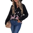 thumbnail image 3 of HOTAPEI Button Down Shirts for Women Casual Long Sleeve Blouses V Neck Printed Shirt Tops, 3 of 5