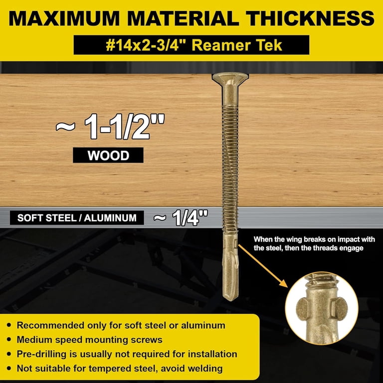 Self Tapping Screws 100 Trailer Deck Screws Self Tapping 2-1/2 In 1/4-20 Thread Flathead T30 Torx Joist Tape For Decking
