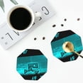 thumbnail image 5 of Saiise 4 Pcs Leather Coasters for Drinks Coaster Sets Drink Table Cup Coasters for Living Room Kitchen Coffee Decor,Geometry Dash, 5 of 8
