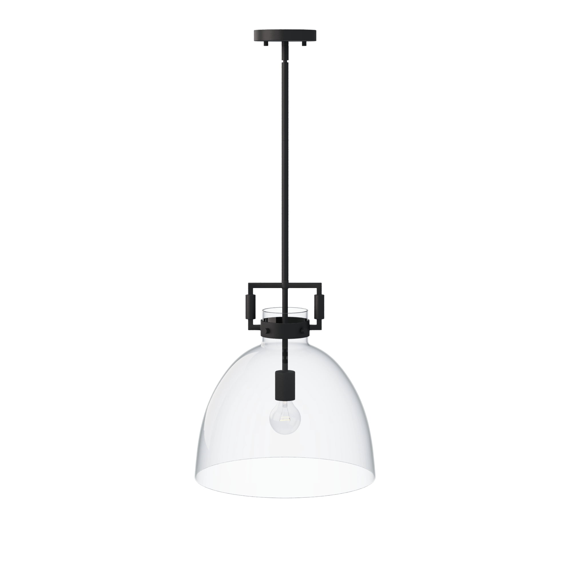 Nathan James Leigh 1-Light Pendant Lighting For Kitchen Island with Oversized Glass Shade and Adjustable Cord