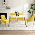 thumbnail image 3 of Ivinta Modern Yellow Dining Chairs Set of 2, Velvet Accent Chairs with Gold Legs for Living Room, 3 of 8