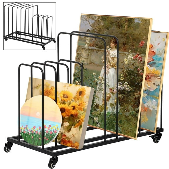 IAJXWI Large Art Canvas Storage Rack 33.5 x 17.3 x 27in, Adjustable Art Drying Painting Rack with Wheels, for Canvas Posters Prints Panels, Metal