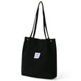 thumbnail image 1 of Sonducket Bolso de mano de pana para mujer, bolso de hombro ligero, bolsas de compras de gran capacidad, almacenamiento, bolsos informales Retro, Bolsas de mensajero y de hombro Negro, 1 of 6