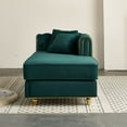 thumbnail image 5 of Velvet Chaise Lounge with Tufted Back & Pillows, Modern Green Chaise Sofa for Living Room Bedroom Apartment Furniture, 5 of 9