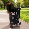 thumbnail image 4 of Gymax Poussette pour Animaux Pliable, Chariot pour Chat Réglable avec Auvent Ajustable, 3 Roues Amortissantes, Noir, 4 of 10