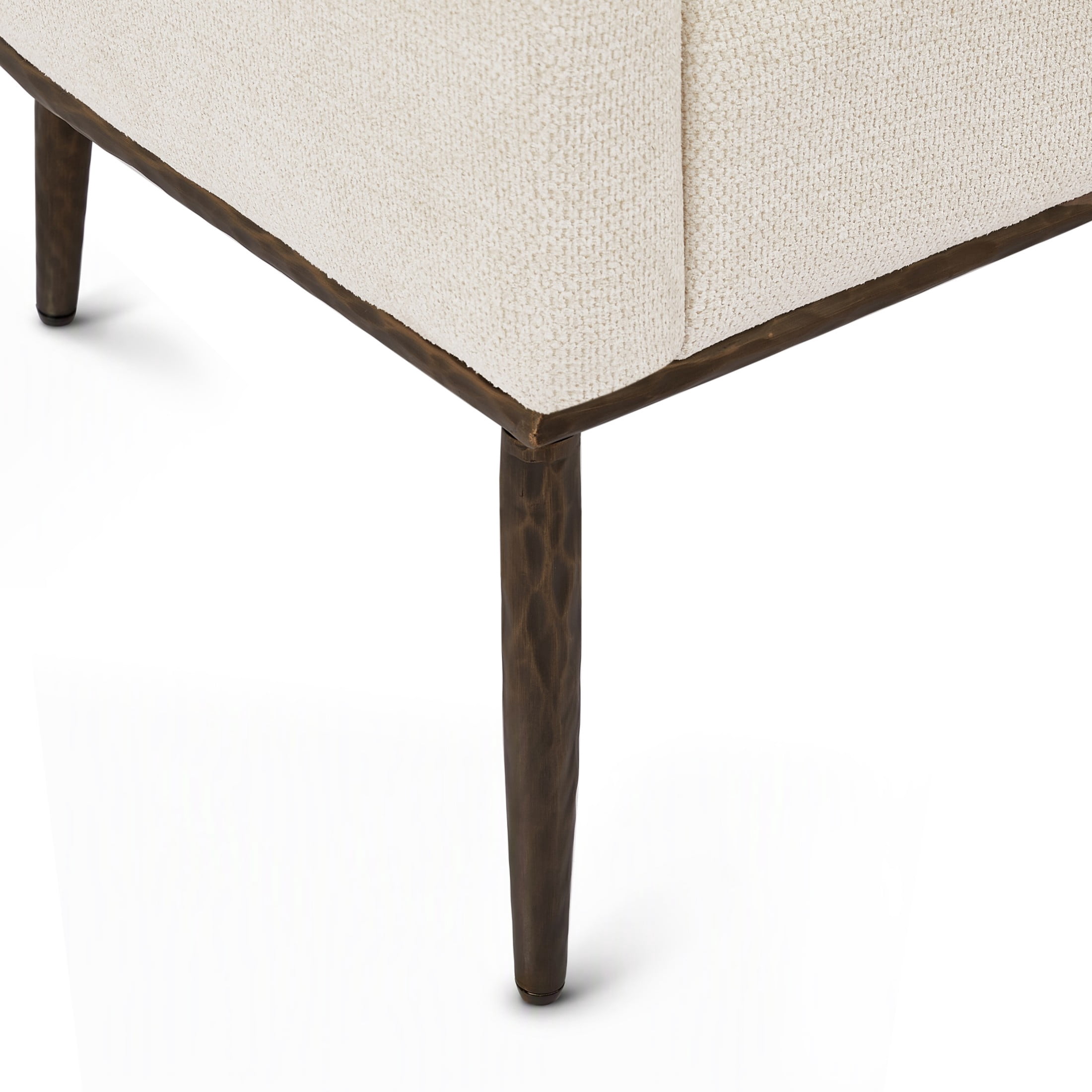 Christopher Knight Home Modern Upholstered Barrel Accent Armchair with Hammered Metal Base, Ivory