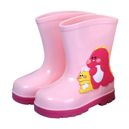 

kpoplk Toddler Booties Children Waterproof Rain Boots Comfortable Wrapped Cartoon Children Rain Shoes Snow Boots For Toddlers(Pink)