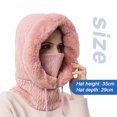 thumbnail image 2 of Gorro de invierno para mujer Conjunto de mascarilla de punto de una pieza con forro de lana gruesa Bufanda de cuello redondo con pompadour Gorro de esquí, 2 of 5