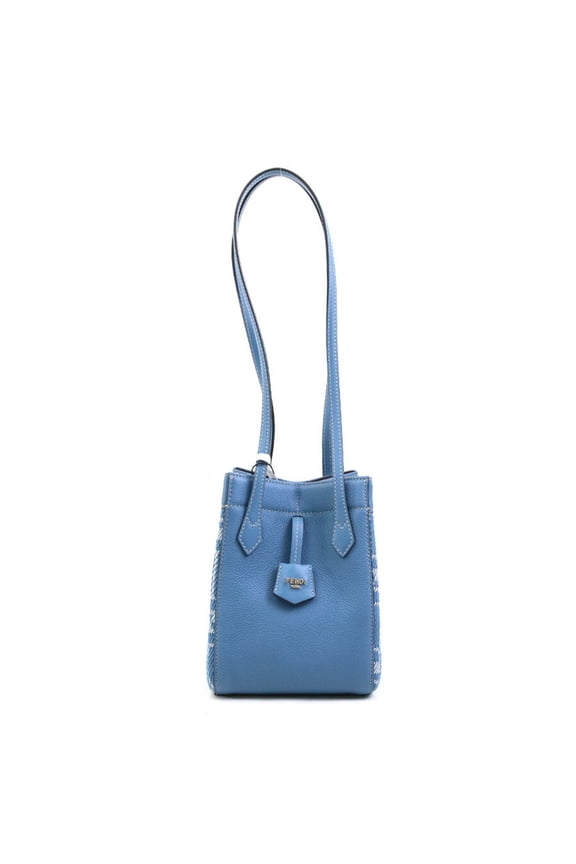 Pre-Owned Fendi Zucca Origami Canvas/Leather Shoulder Bag, Blue, Women's, 8BS083 AUQ7 90220a