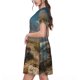 thumbnail image 2 of Balery Deserted Classic Car Landscape Vestidos sueltos de manga corta para mujer, vestidos de verano 2025, vestidos casuales de corte A con vuelo., 2 of 6