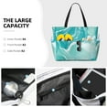 thumbnail image 4 of Ratiio Teal Turquoise 1 Print Large Capacity Beach Travel Bag, Polyester Waterproof Tote Bag with Zipper for Vacation and Daily Use, 4 of 6