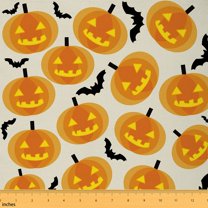 Castle Fairy Orange Pumpkin Fabric by the Yard 5 Yards,Spooky Animal Fabric for Sewing,Festival Halloween Home Decor Fabric by the Yard,Lightweight Room Decor