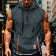 thumbnail image 2 of BRGZLK Men's Workout Hooded Tank Tops Sleeveless with Half Zipper Gym Training Bodybuilding Muscle Cut Off T Shirt, 2 of 5