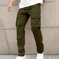 thumbnail image 2 of Fashion YLSDY Men's Casual Cargo Pants Workout Joggers Stretch Sweatpants Hiking Drawstring Tactical Pants with Multi Pockets Army Green 6, 2 of 7