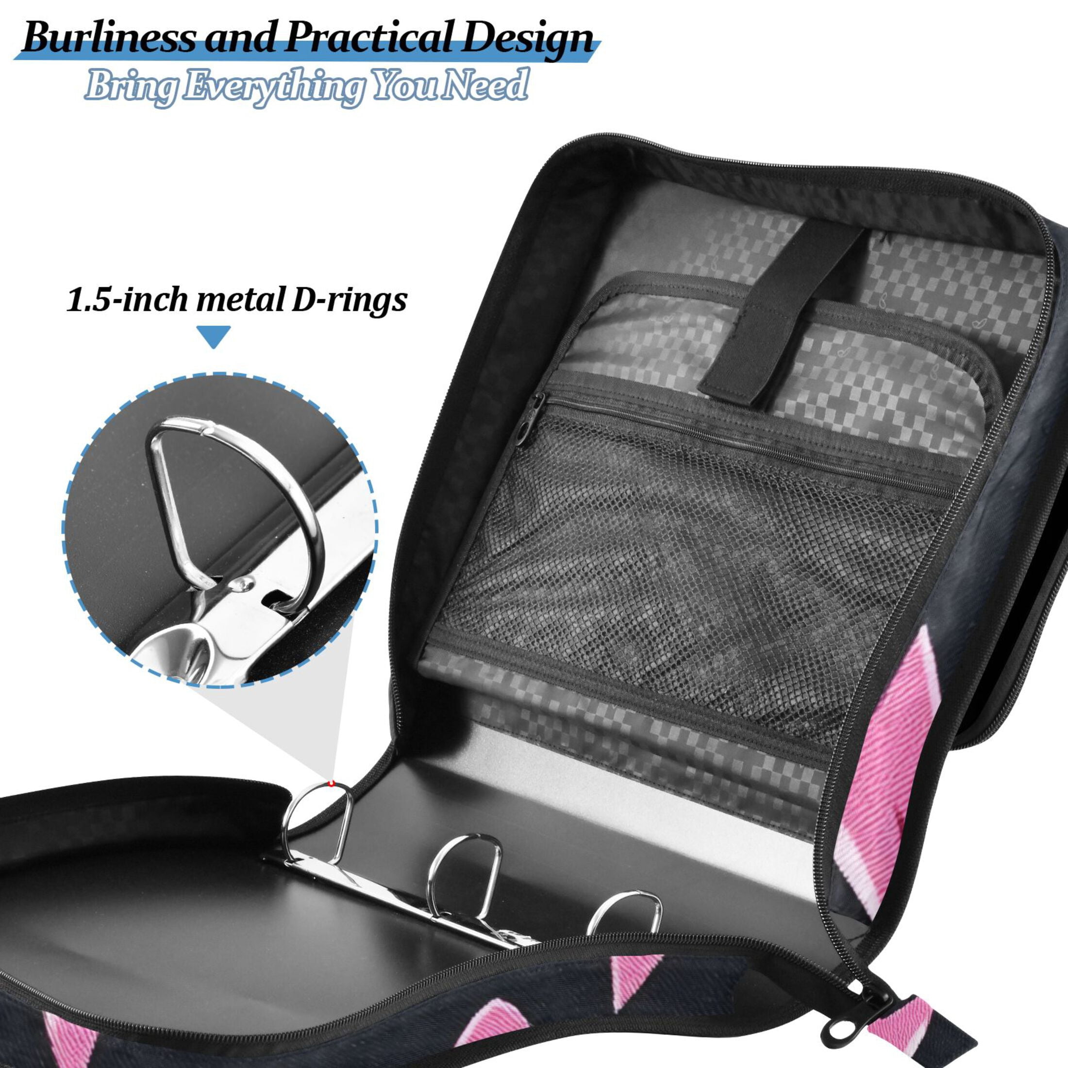 ALAZA Zipper Binder Bow-a1 3 Ring Trapper Keeper File Folder Organizer Bag