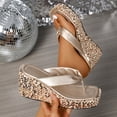 thumbnail image 2 of Transparent Glitter Slide Slippers Pu Material Platform Sole Square Toe Non Slip Comfortable Sandals for Indoor Outdoor, 2 of 8
