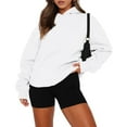thumbnail image 2 of RPVATI Fleece Sweatshirts for Women Long Sleeve Hoodies Lightweight Plus Size Drop Shoulder Pullover Gym Clothes with Pockets White M, 2 of 8