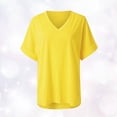 thumbnail image 2 of Camisetas de verano para mujer, camisetas con cuello en V para mujer, camisetas de talla grande para mujer, camisetas de manga corta (amarillo, talla M), 2 of 5