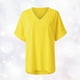 thumbnail image 2 of Camisetas de verano para mujer, camisetas con cuello en V para mujer, camisetas de talla grande para mujer, camisetas de manga corta (amarillo, talla M), 2 of 5