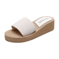 thumbnail image 5 of Rokment Women's Platform Wedges Dress Slippers for Indoor Outdoor Fashion Casual Beach Chunky Memory Foam High Heels Slip on Slides Sandals White Size 6, 5 of 6