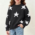 thumbnail image 7 of Atogsazn Childrens Girls Knitted Sweater Casual Star Printed Long Sleeve Sweaters Fall Winter Tops Clothes Black 6-8Years Fashion, 7 of 7