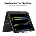 thumbnail image 3 of edaiser Swivel Keyboard Case for Apple iPad Pro 13 inch M4 M5 2024 2025; Wireless 360 Rotatable Cover, Pencil Holder, Multi-Touch Trackpad, Backlit A2925 A2926 A3007 A3360 A3361 A336, Black, 3 of 7