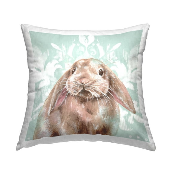 Stupell Industries Bunny with Floral Pattern Decorative Printed Throw Pillow Design by Courtney Morgenstern