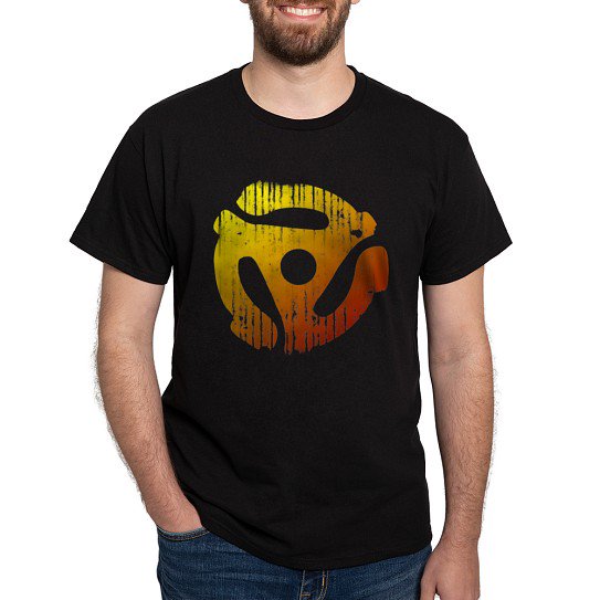 CafePress - Distressed 45 RPM Adapter Dark T Shirt - Men's Classic Cotton T-Shirts