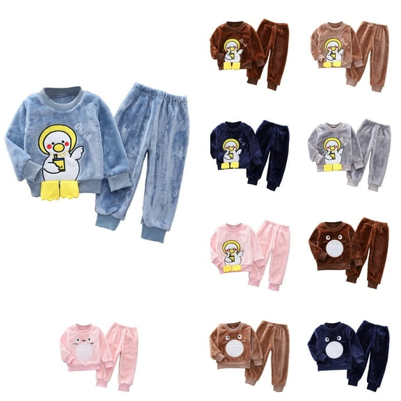 Ahuyic Toddler Kids Casual Fashion Outfits, Autumns And Winter Solid Color Top And Pants Set For Kids, Print Men's And Women's Spring And Autumns Long Sleeved Round Neck Long Pants Set Two-piece Set