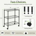 thumbnail image 3 of Wire Shelving 32" H x 23W x 13D Storage Shelf with Wheels Adjustable 3 Tier Metal Shelves Unit for Small Places Kitchen Storage Rack Shelf Organizer, 450Lbs Capacity, Black, 3 of 9