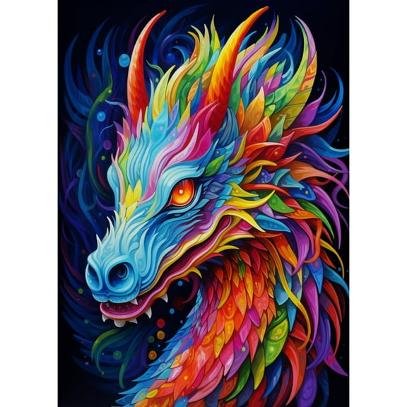 A Colorful Dragon DIY 5D Diamond Art Paint with Full Drill Round Diamond Gems Painting by Number Kits for Adults Art Craft Home Wall Decor 11.8x15.8in