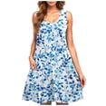 thumbnail image 2 of Ovzne Robes d'Été pour Femmes 2025 Robe de Plage Robe Décontractée Sans Manches à Col Rond Courte à Fleurs pour Femmes Grande Taille Liquidation, 2 of 5