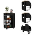 thumbnail image 5 of TUHOME Blosson Kitchen Storage Cart with Drawer, Shelves, Cabinet Wheels, Black Wenge/Light Oak, 5 of 10