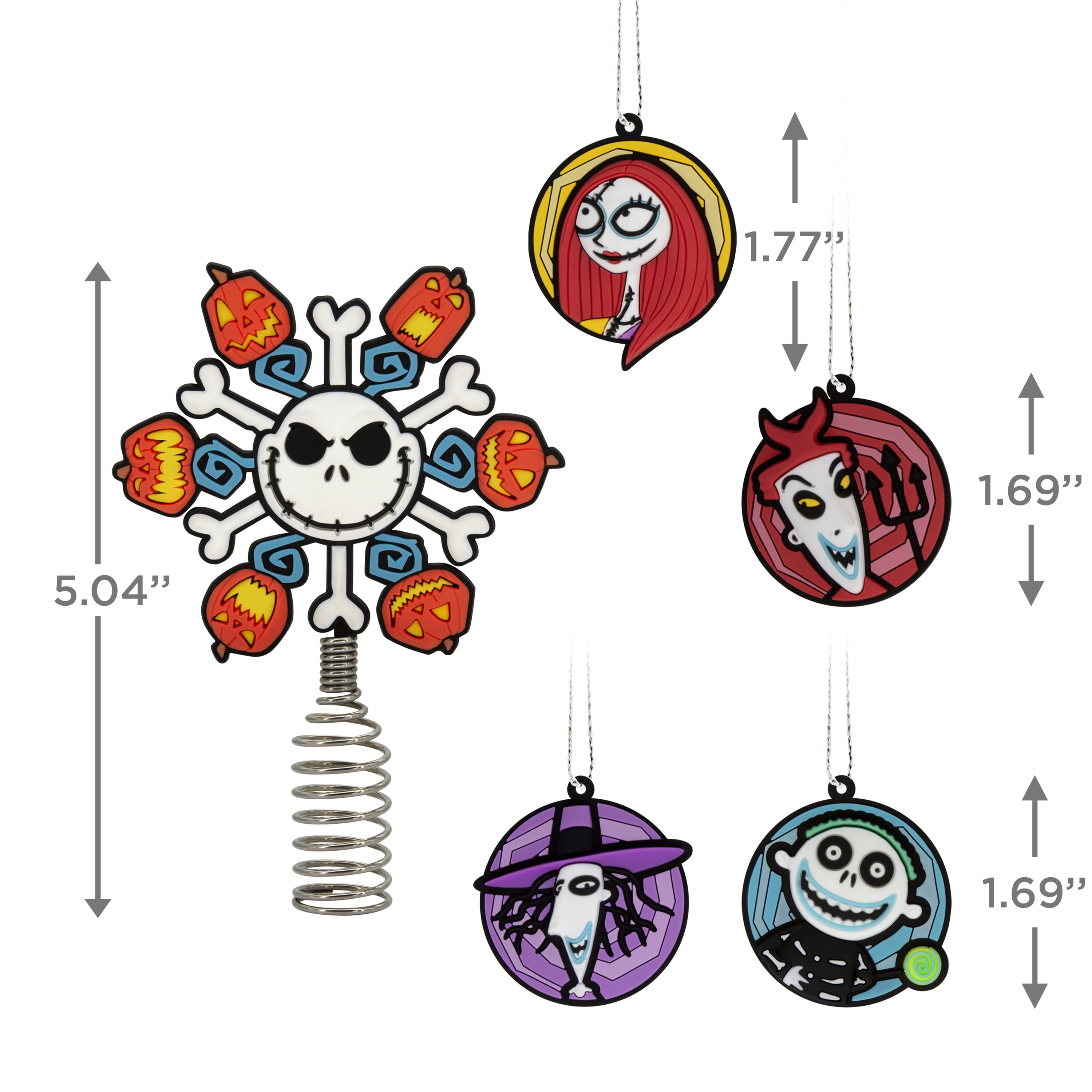 Hallmark Disney Tim Burton's The Nightmare Before Christmas Mini Christmas Tree Topper and Ornaments, Set of 5