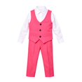 thumbnail image 2 of Ruyang Teen Boys Formal Suit V-Neck Vest Long Sleeve Shirt Dress Pants Sets Kids Slim Fit Suit for Wedding Graduation Dress Up, 2 of 4