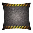 thumbnail image 1 of Construction Throw Pillow Cushion Cover, Abstract Background with Caution Tape Inspired Frame Borders, Decorative Square Accent Pillow Case, 16 X 16 Inches, Dark Taupe Yellow Marigold, by Ambesonne, 1 of 2