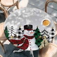 thumbnail image 3 of Gray Omber Snowman Christmas Table Cloth, Round Fitted Tablecloths with Elastic Edge, Xmas Tree Winter Snowman Wipeable Waterproof Table Cover for Kitchen Wedding 36-44 Inches, 3 of 4