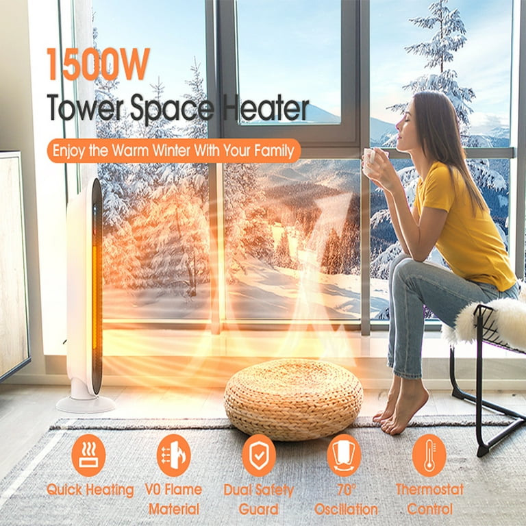 1,500-Watt-Max Personal Desktop Heater with Fan Setting (White), 1