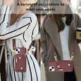 thumbnail image 4 of Wallet Case for iPhone 15, Classic Lychee Texture PU Leather Purse Case with Accordion Card Slots, Protective Crossbody Flip Cover with Zipper Shoulder Strap Lanyard for iPhone 15, Winered, 4 of 8
