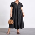 thumbnail image 3 of Robe en Denim Grande Taille pour Femmes à Manches Courtes avec Col Rabattu, 3 of 9