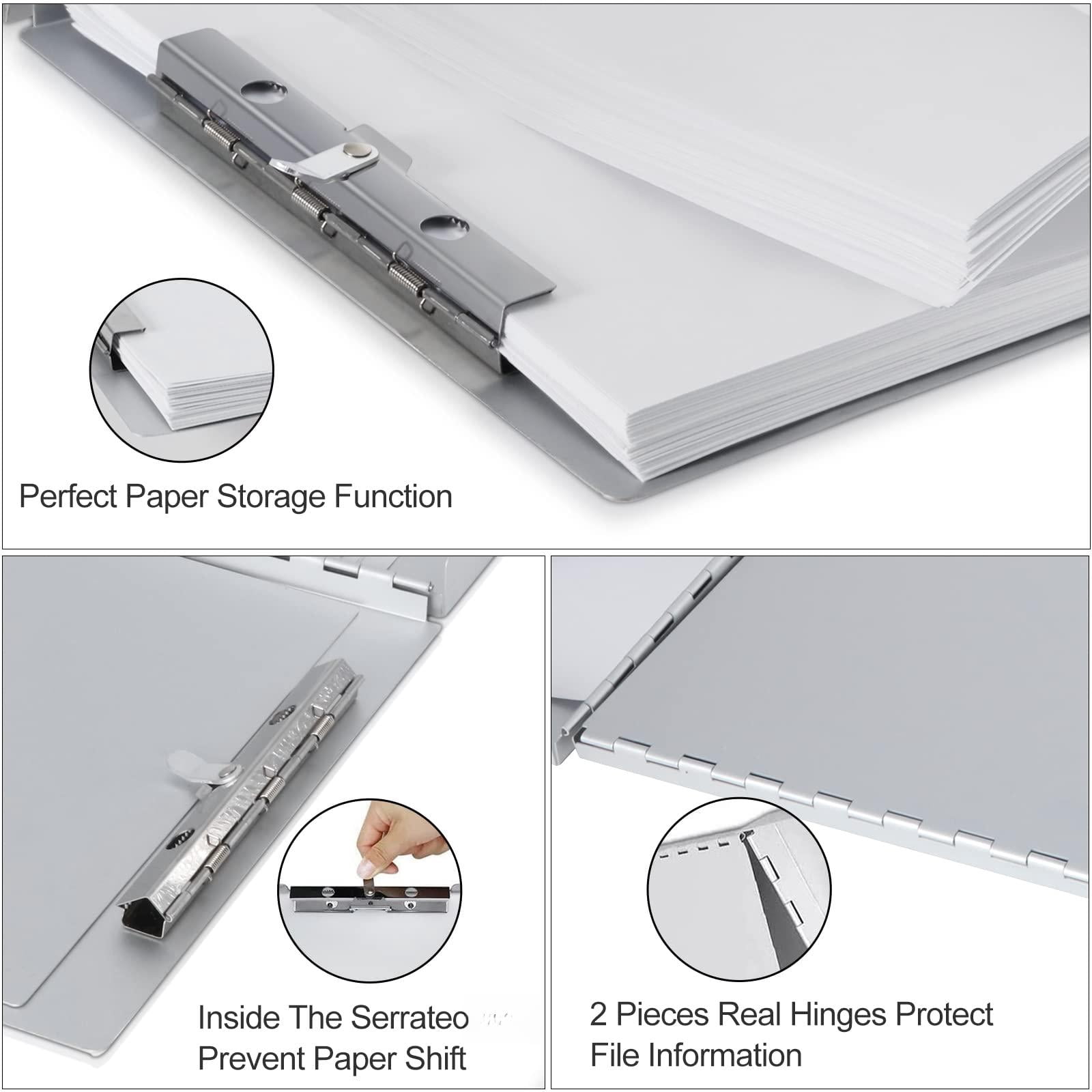 Aluminum Clipboard With Storage (letter Size)  Metal Recycle Form Holder Portfolio Binder Clip Inside Posse Box For Office Business Professionals Stationer